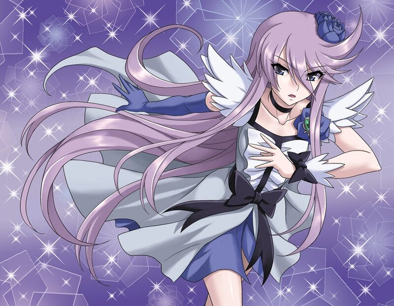 Anime Girl with Wings — Purple, Dramatic, Long Hair, Rose