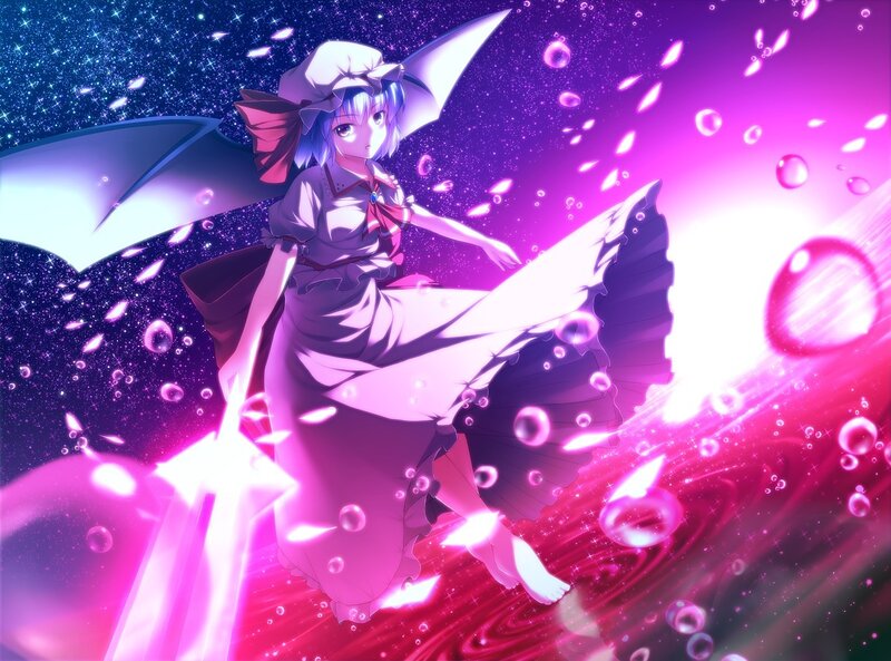 Anime Girl with Wings — Purple, Dramatic, Night, Digital Art, Umbrella