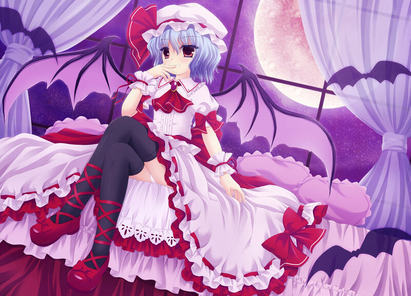 Anime Girl with Wings — Purple, Dramatic, Night, Dress