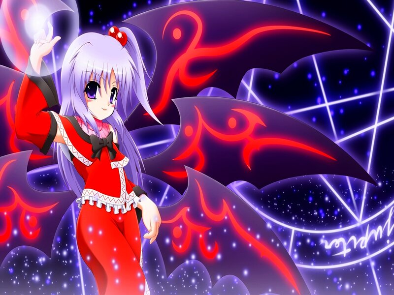 Anime Girl with Wings — Purple, Dramatic, Night, Magic