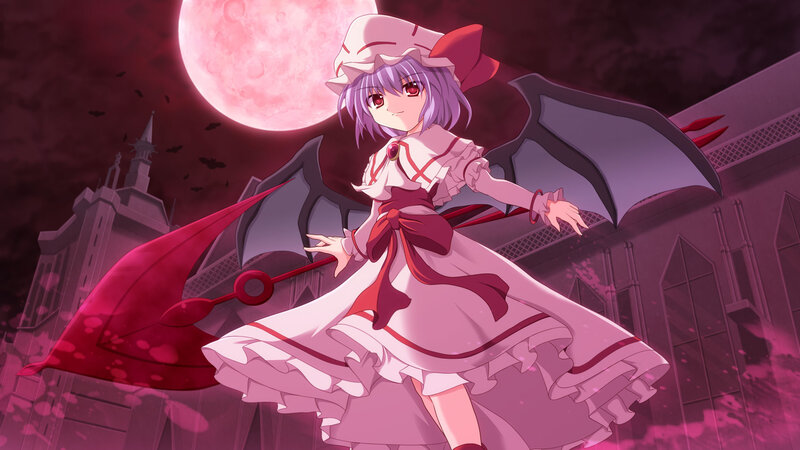 Anime Girl with Wings — Purple, Dramatic, Night, Moon
