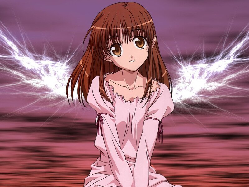 Anime Girl with Wings — Purple, Dramatic, Night, Night Sky
