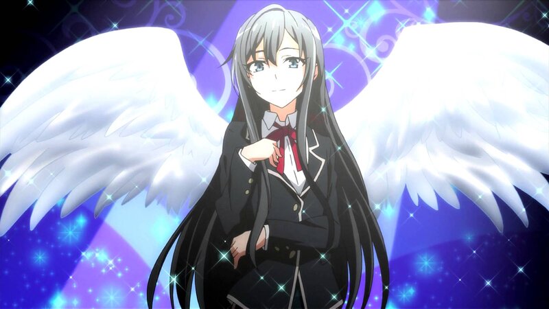 Anime Girl with Wings — Purple, Dramatic, Night, School Uniform