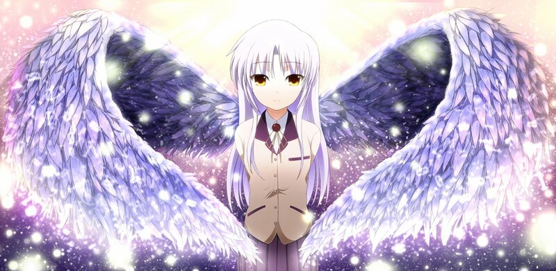 Anime Girl with Wings — Purple, Dramatic, Sparkles