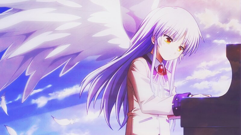 Anime Girl with Wings — Purple, Dramatic, Sunset, Piano