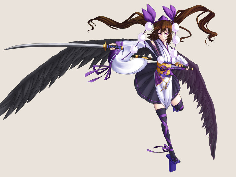 Anime Girl with Wings — Purple, Dynamic