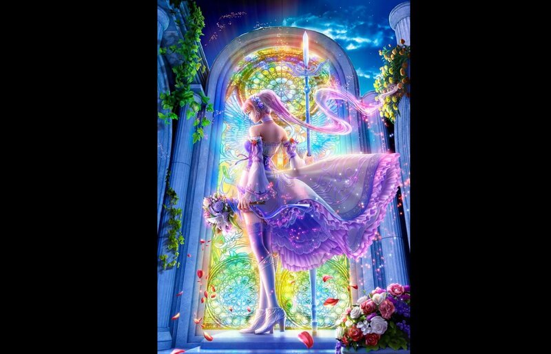 Anime Girl with Wings — Purple, Magical