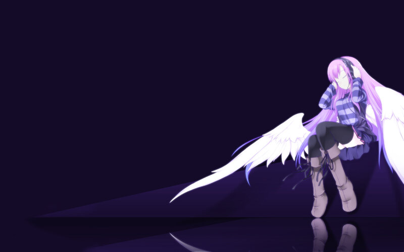 Anime Girl with Wings — Purple, Melancholic, Night