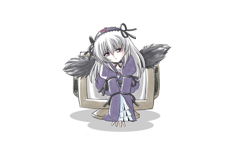 Anime Girl with Wings — Purple, Neutral, Digital Art, Headband