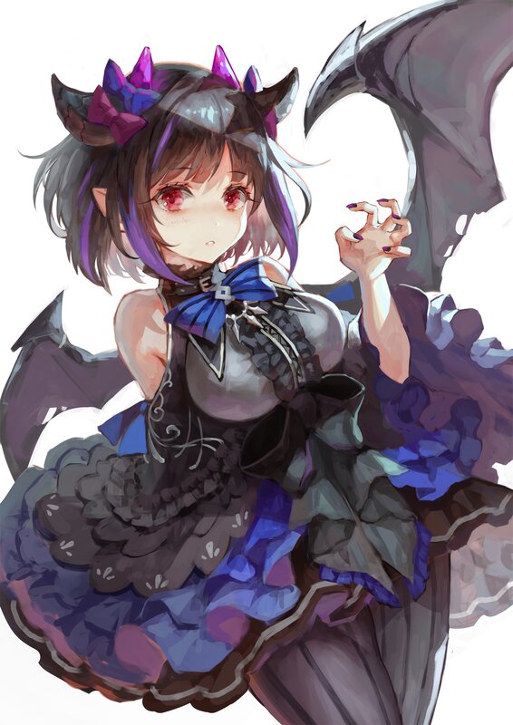 Anime Girl with Wings — Purple, Playful, Digital Art