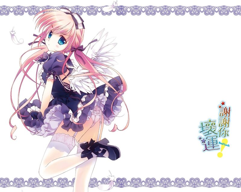 Anime Girl with Wings — Purple, Playful, Dress, Feather