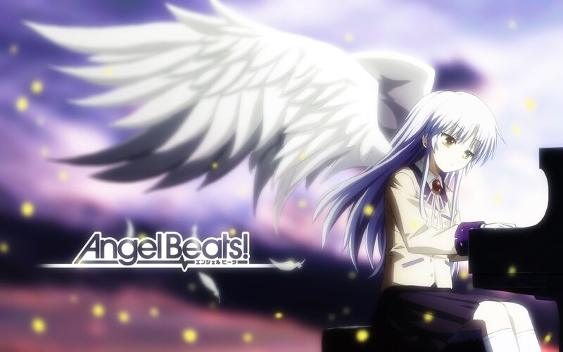 Anime Girl with Wings — Purple, Serene, Night, Piano