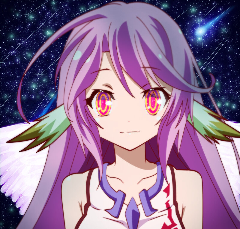 Anime Girl with Wings — Purple, Serene, Night, Stars