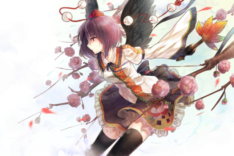 Anime Girl with Wings — Purple, Serene, Spring