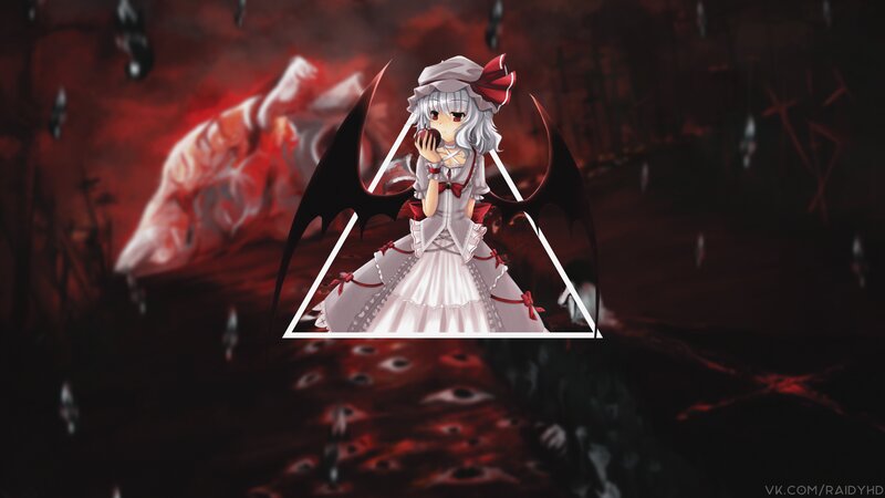 Anime Girl with Wings — Red, Dramatic, Digital Art, Apple