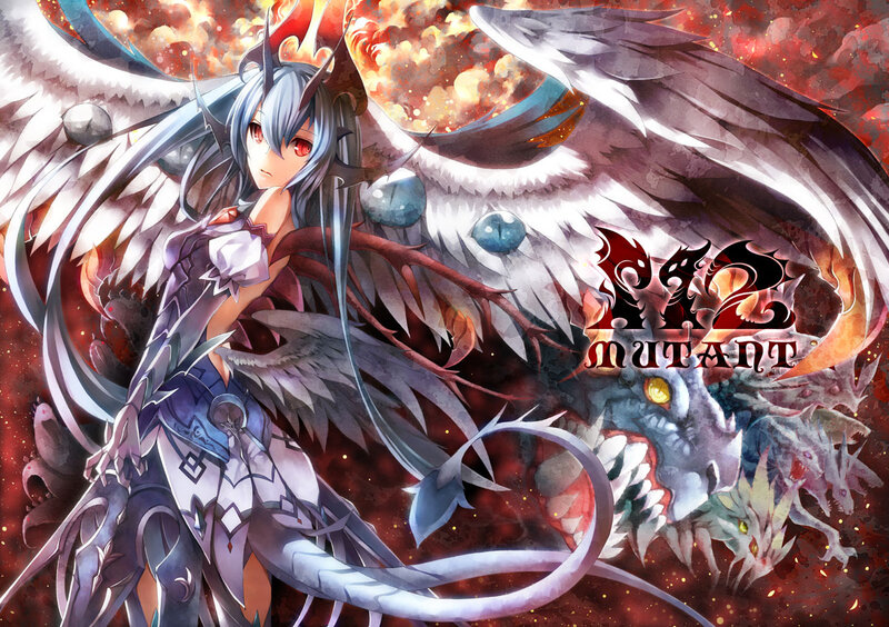 Anime Girl with Wings — Red, Dramatic, Digital Art, Dragon, Armor