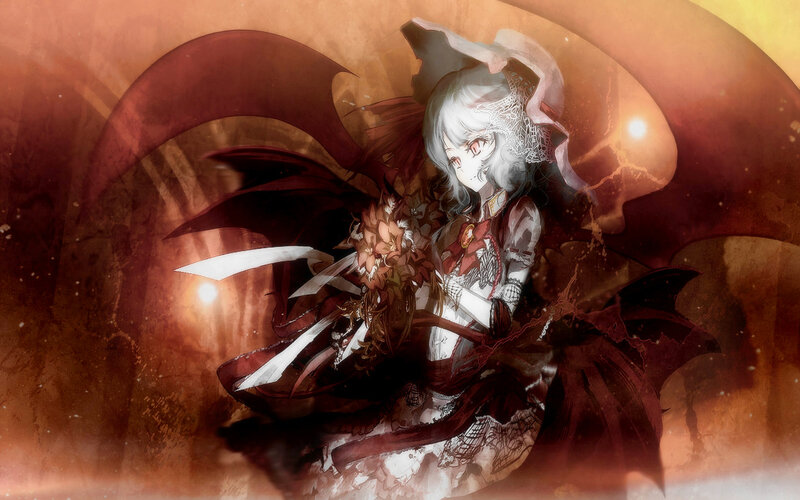 Anime Girl with Wings — Red, Dramatic, Digital Art, Sword