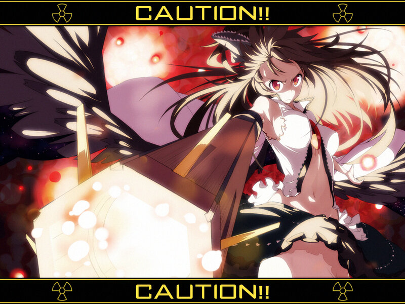 Anime Girl with Wings — Red, Dramatic, Explosion