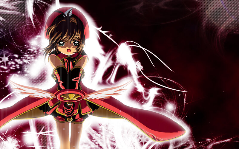 Anime Girl with Wings — Red, Dramatic, Magic