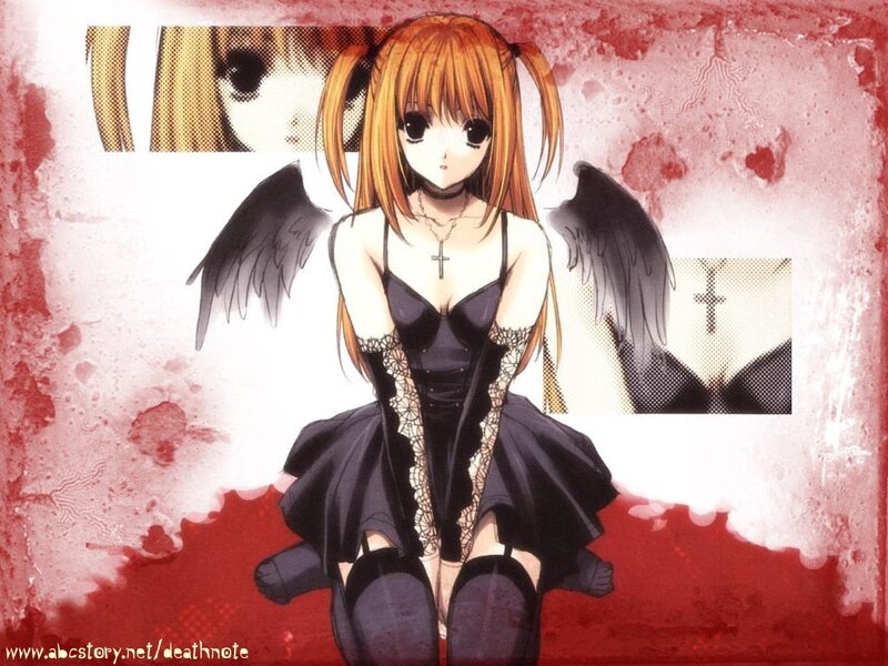 Anime Girl with Wings — Red, Dramatic, Manga, Cross Necklace