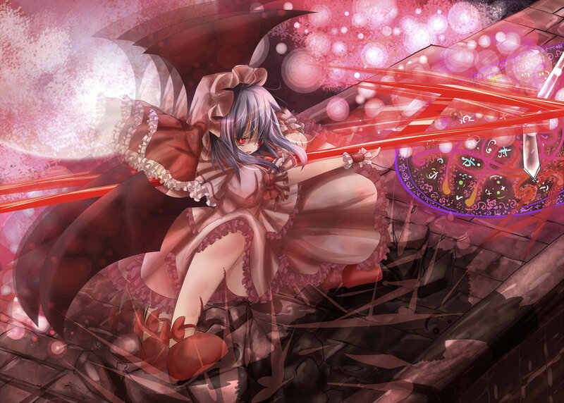 Anime Girl with Wings — Red, Dramatic, Night, Digital Art, Sword
