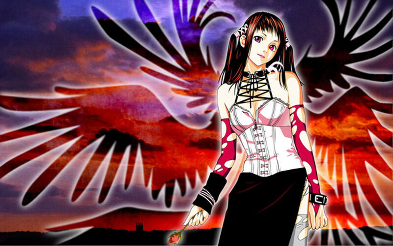 Anime Girl with Wings — Red, Dramatic, Sunset, Manga