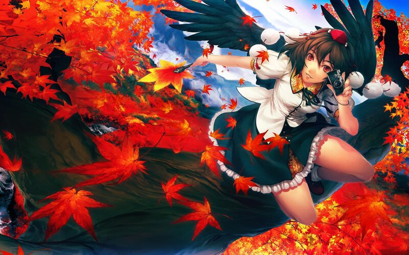 Anime Girl with Wings — Red, Playful