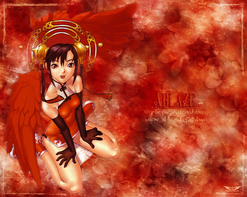 Anime Girl with Wings — Red