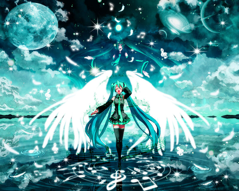 Anime Girl with Wings — Teal, Dramatic, Magical