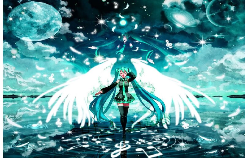 Anime Girl with Wings — Teal, Magical