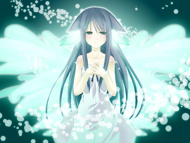 Anime Girl with Wings — Teal, Serene