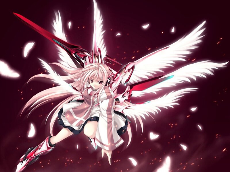 Anime Girl with Wings — White, Black