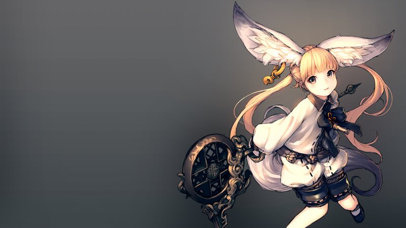 Anime Girl with Wings — White, Calm, Digital Art, Weapon