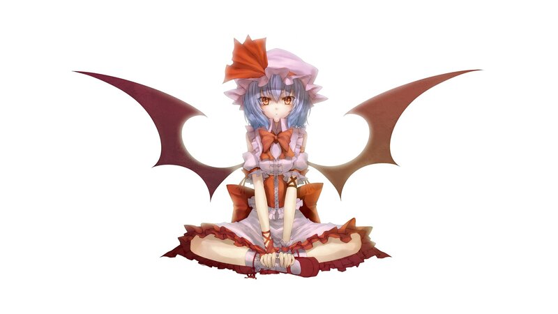Anime Girl with Wings — White, Calm, Dress, Hat, Red