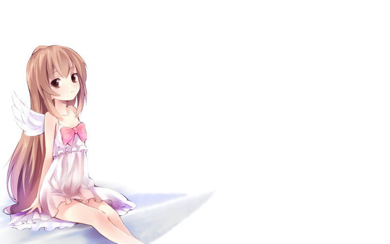 Anime Girl with Wings — White, Calm, Dress