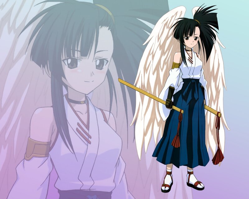 Anime Girl with Wings — White, Calm, Sword