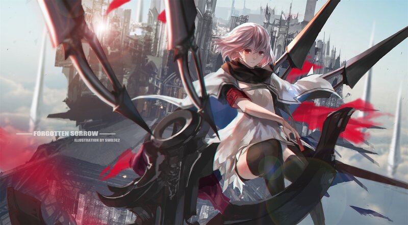 Anime Girl with Wings — White, Dramatic, Afternoon