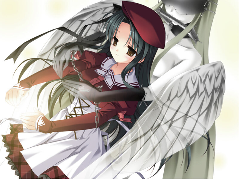 Anime Girl with Wings — White, Dramatic, Beret