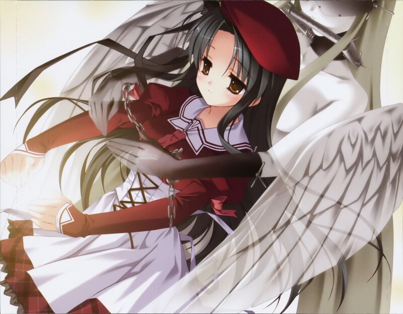Anime Girl with Wings — White, Dramatic, Chains, Beret