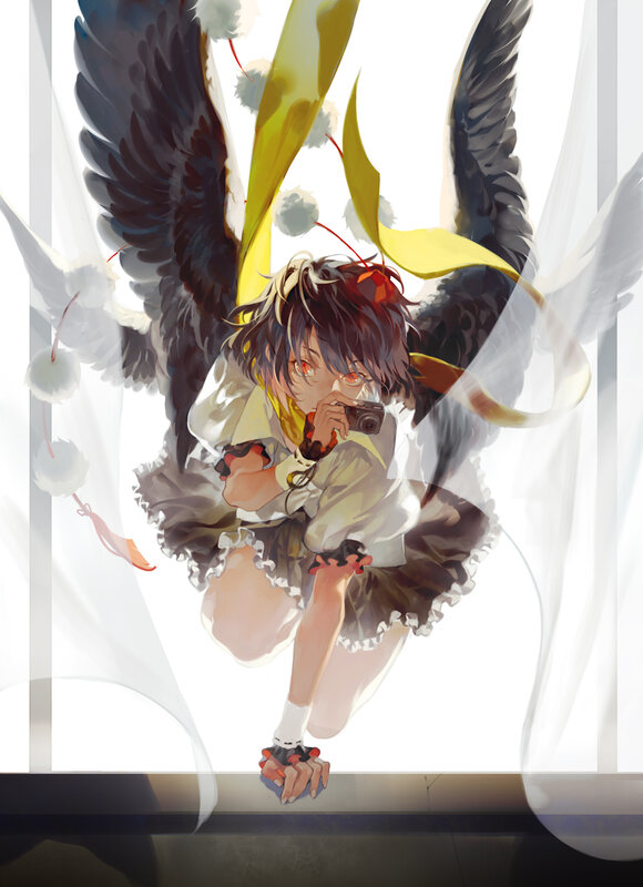 Anime Girl with Wings — White, Dramatic, Digital Art, Camera