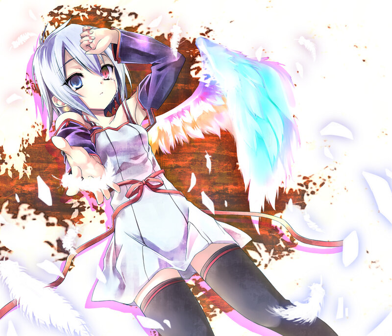 Anime Girl with Wings — White, Dramatic, Digital Art, Feathers
