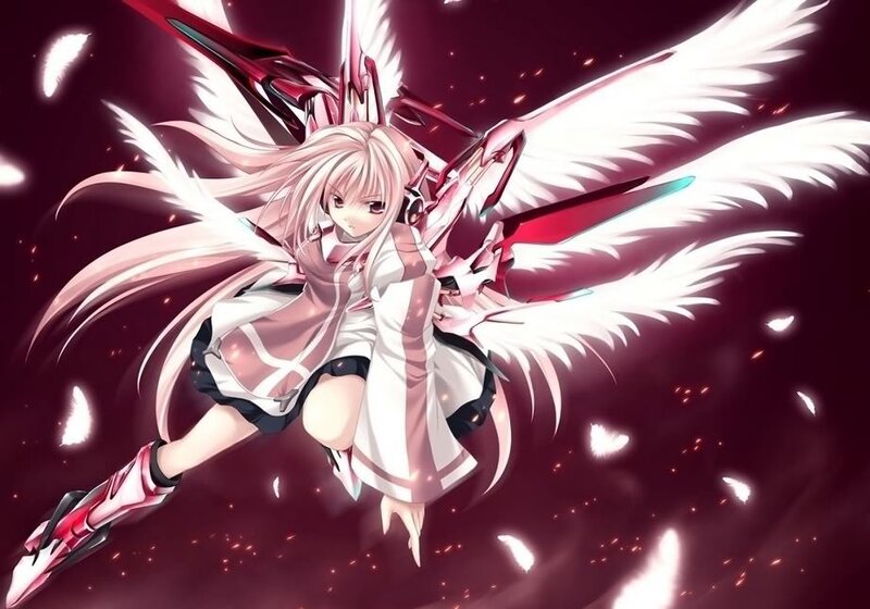 Anime Girl with Wings — White, Dramatic, Digital Art, Mecha