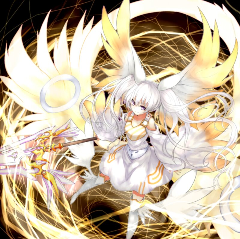 Anime Girl with Wings — White, Dramatic, Digital Art, Staff, Light