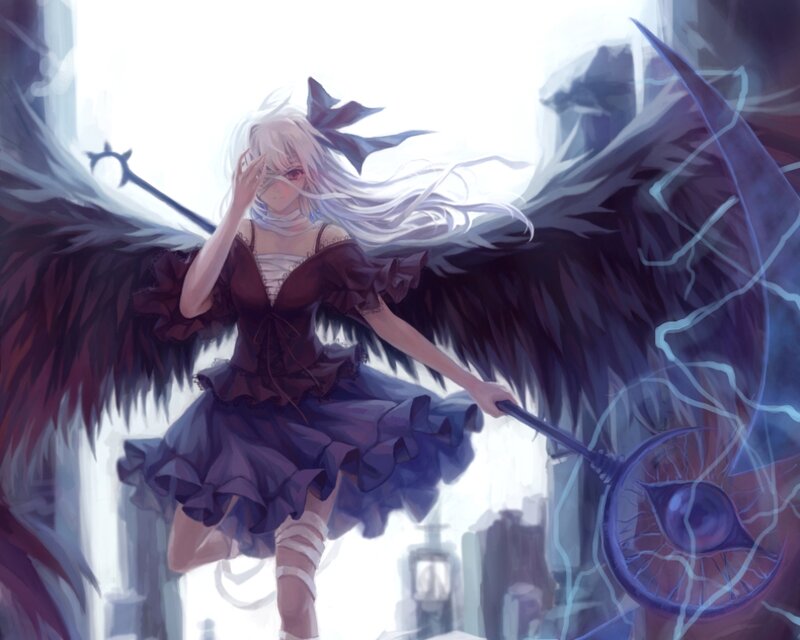 Anime Girl with Wings — White, Dramatic, Digital Art, Staff
