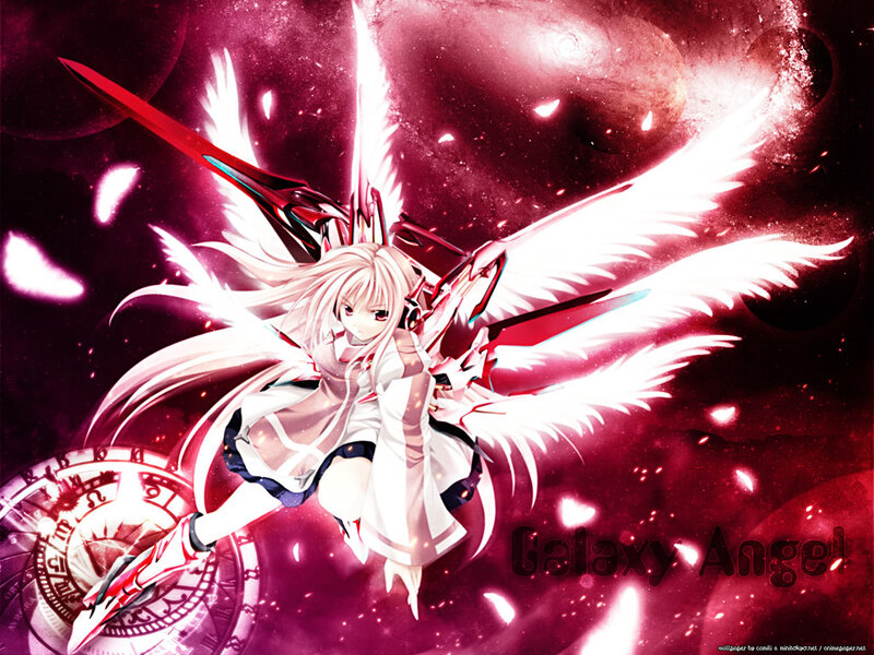 Anime Girl with Wings — White, Dramatic, Digital Art, Sword, Clock