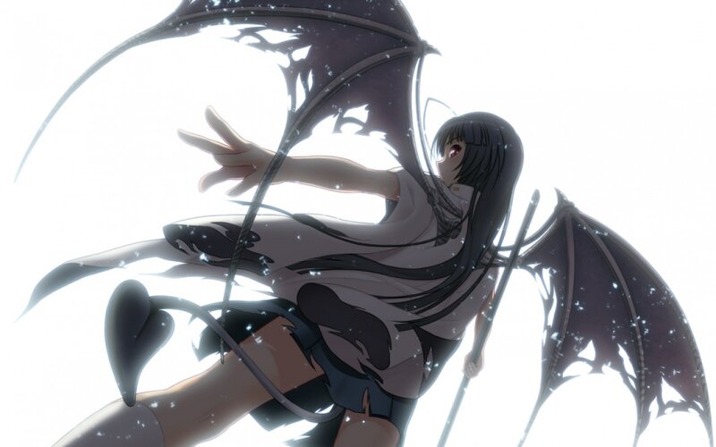 Anime Girl with Wings — White, Dramatic, Long Hair