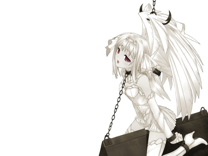 Anime Girl with Wings — White, Dramatic, Manga, Chains