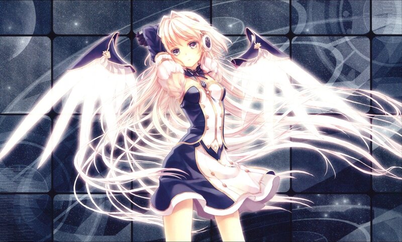 Anime Girl with Wings — White, Dramatic, Night, Digital Art, Headphones