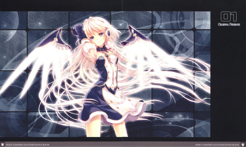 Anime Girl with Wings — White, Dramatic, Night, Digital Art, Long Hair
