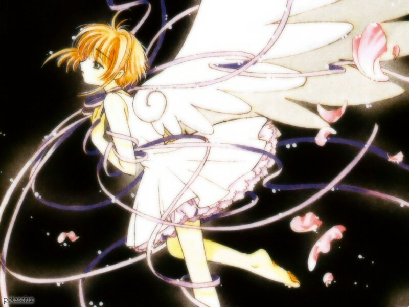 Anime Girl with Wings — White, Dramatic, Night, Ribbons